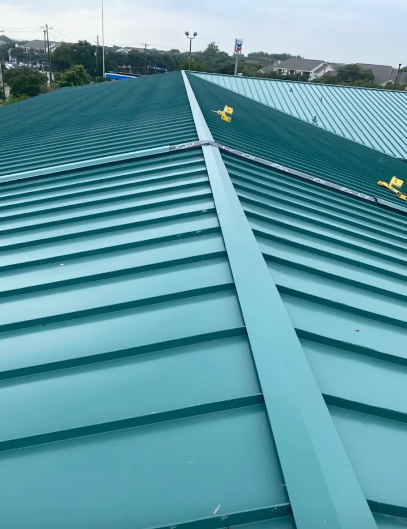 Green commercial metal roof ridge and valley for Metal Roof Repair in Wilkinsburg